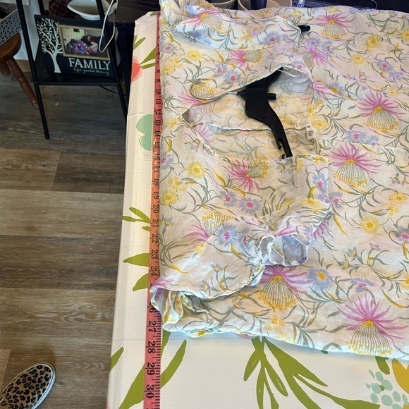 Joie 3X 100% Linen white and floral flutter sleeve shift dress - Picture 7 of 8